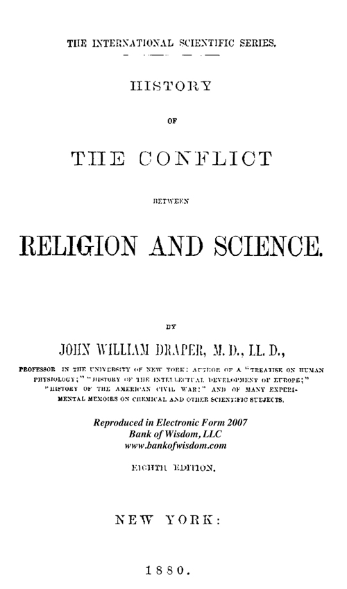 History of the Conflict between Religion and Science